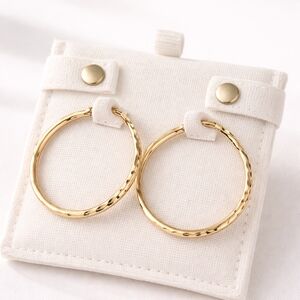 Vintage 925 Sterling Silver 12K Gold Filled Hammered Hoop Earrings 1.5” 5g